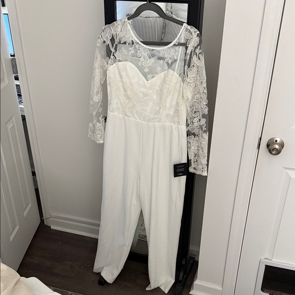 Lulu's White Lace Jumpsuit